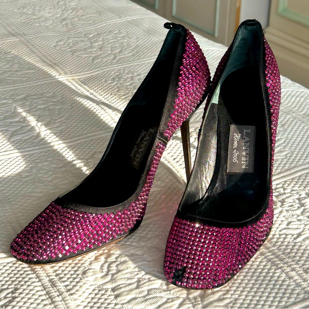 Lanvin Purple Crystal Embellished Women's Heels sz40